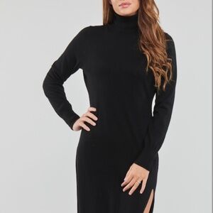 Michael Kors Turtle Neck Slit Midi Dress